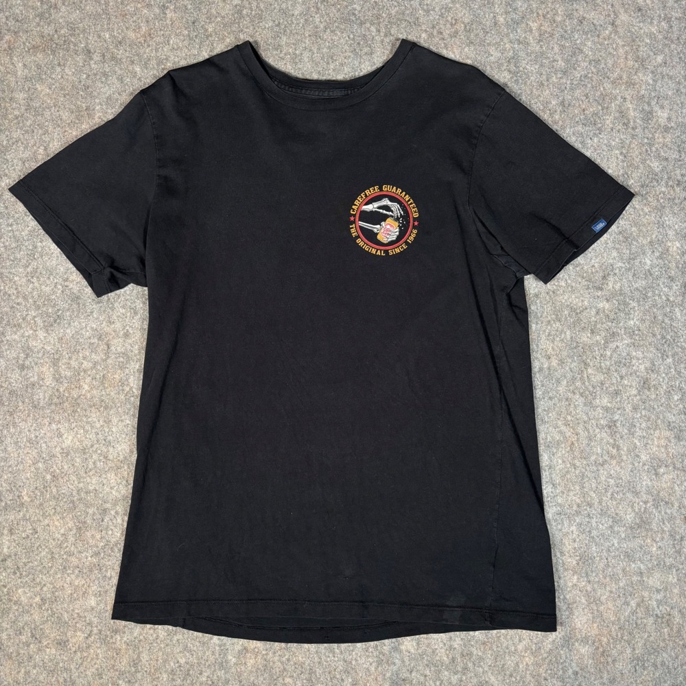 Vans Graphic T-Shirt Mens M Black Carefree Guaranteed Skeleton Custom 100 Cotton